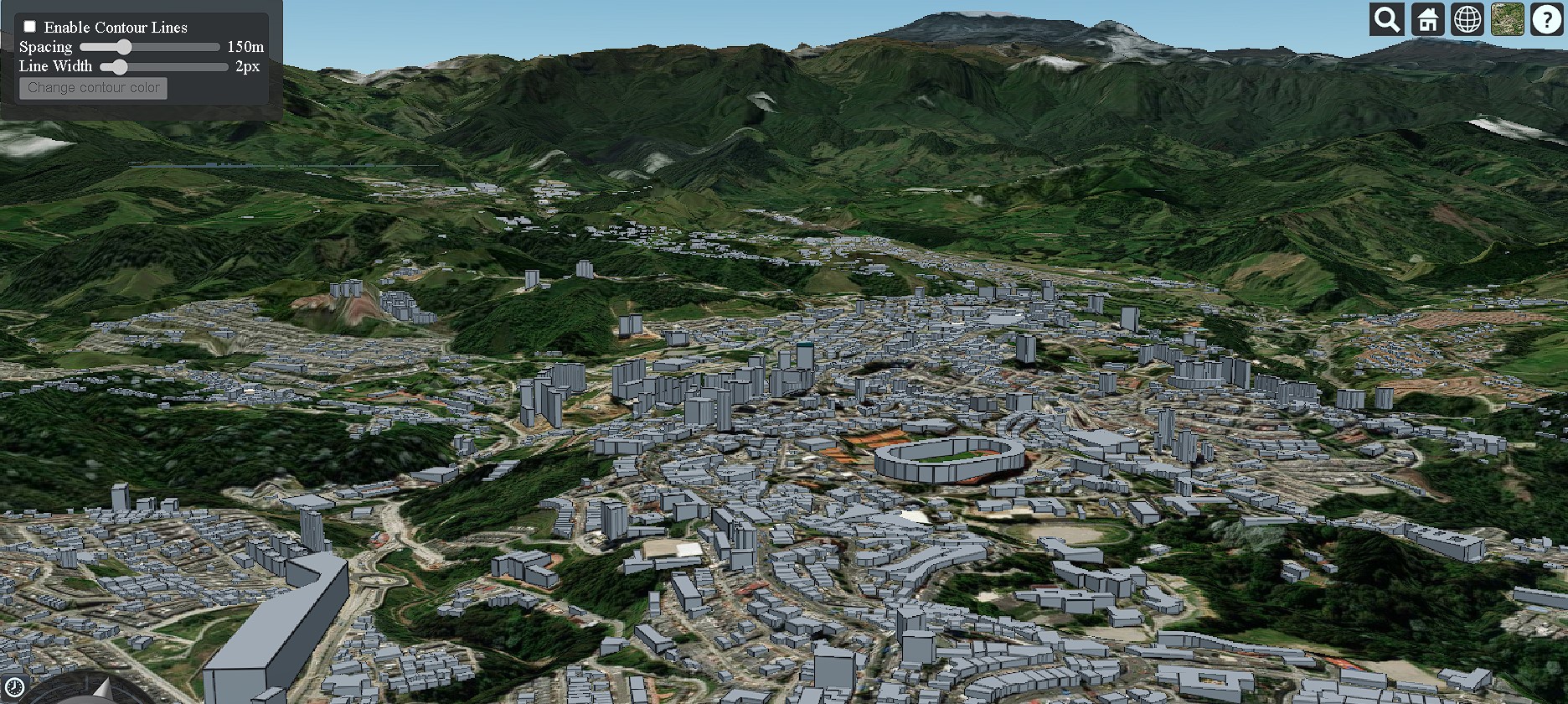 3D view of Manizales and volcano